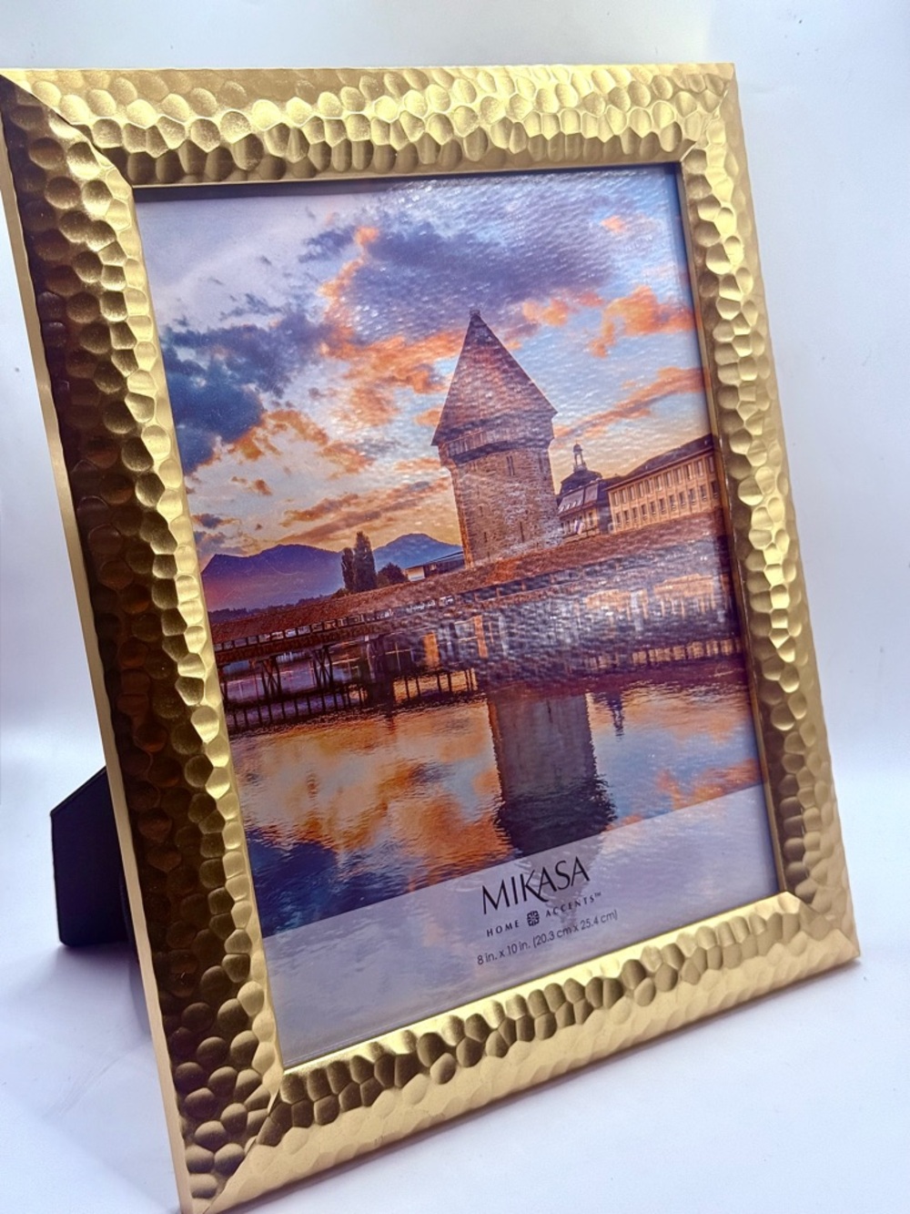 Mikasa Home Accents 8x10 Picture Frame Gold Tone Hammered Metal Texture Tabletop
